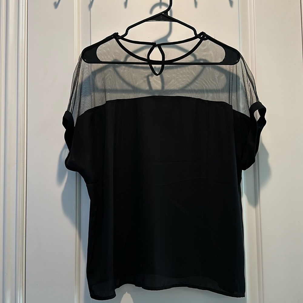 SHEIN Black Boxy Tee with Sheer Top